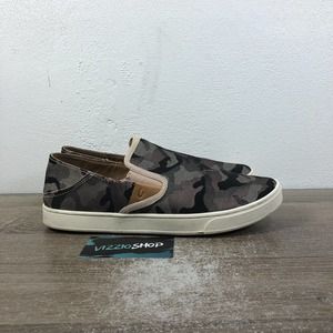 OluKai Pehuea Pa'i Slip On Camo Gray Sneakers Flats Women's 10 20360